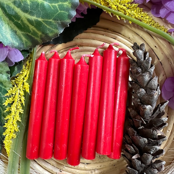 Red Mini Chime Candles for Ritual Spell - Hoodoo, Voodoo, Wicca, Pagan