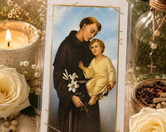 St. Anthony Prayer Card | Pocket Saint Card | Catholic Devotional Card | Patron Saint of Lost Things | Wallet Size Holy Card
