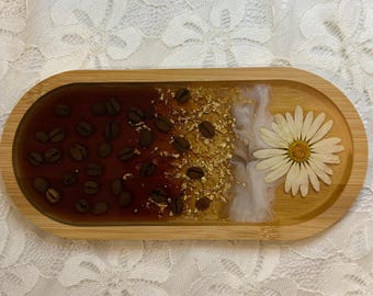 Display tray coffee and daisy