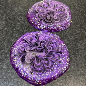 Purple blooming coasters set of 2