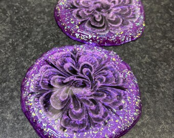 紫の花柄コースター 2枚セット - Etsy 日本