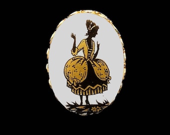 Vintage Silhouette Brooch with Shepherdess in the Fragonard Style