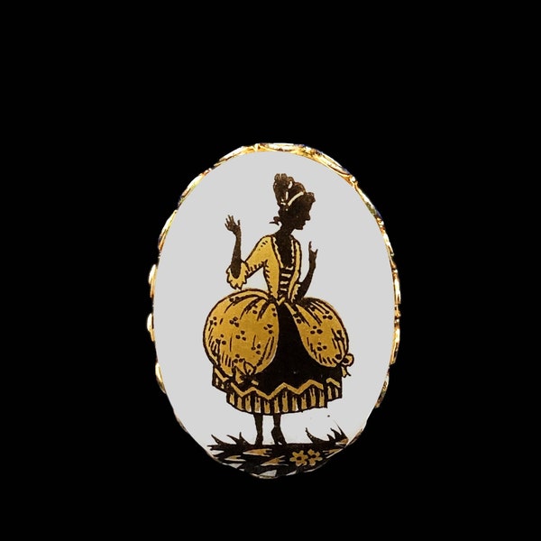 Vintage Silhouette Brooch with Shepherdess in the Fragonard Style