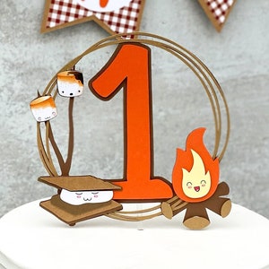 S&#39;mores Cake Topper, S&#39;mores Dessert Table, Outdoor Winter Party Decorations, Fireside/Fire pit/ Bonfire Event Decor