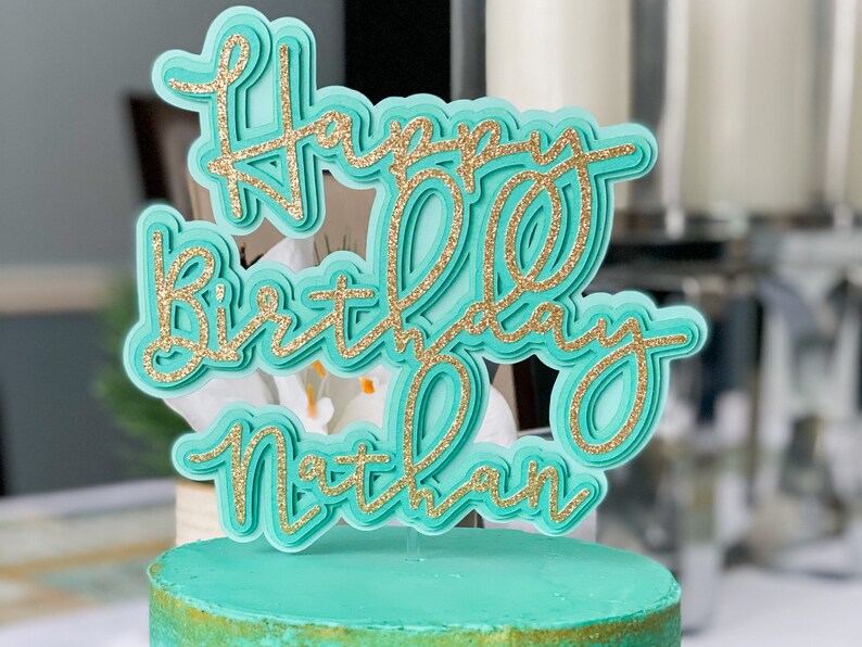 Personalized Name Birthday Cake Topper Custom Name Cake Etsy