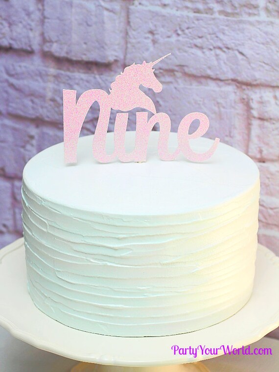 Unicorn Pastel Rainbow Nine Cake Topper Unicorn Party Etsy