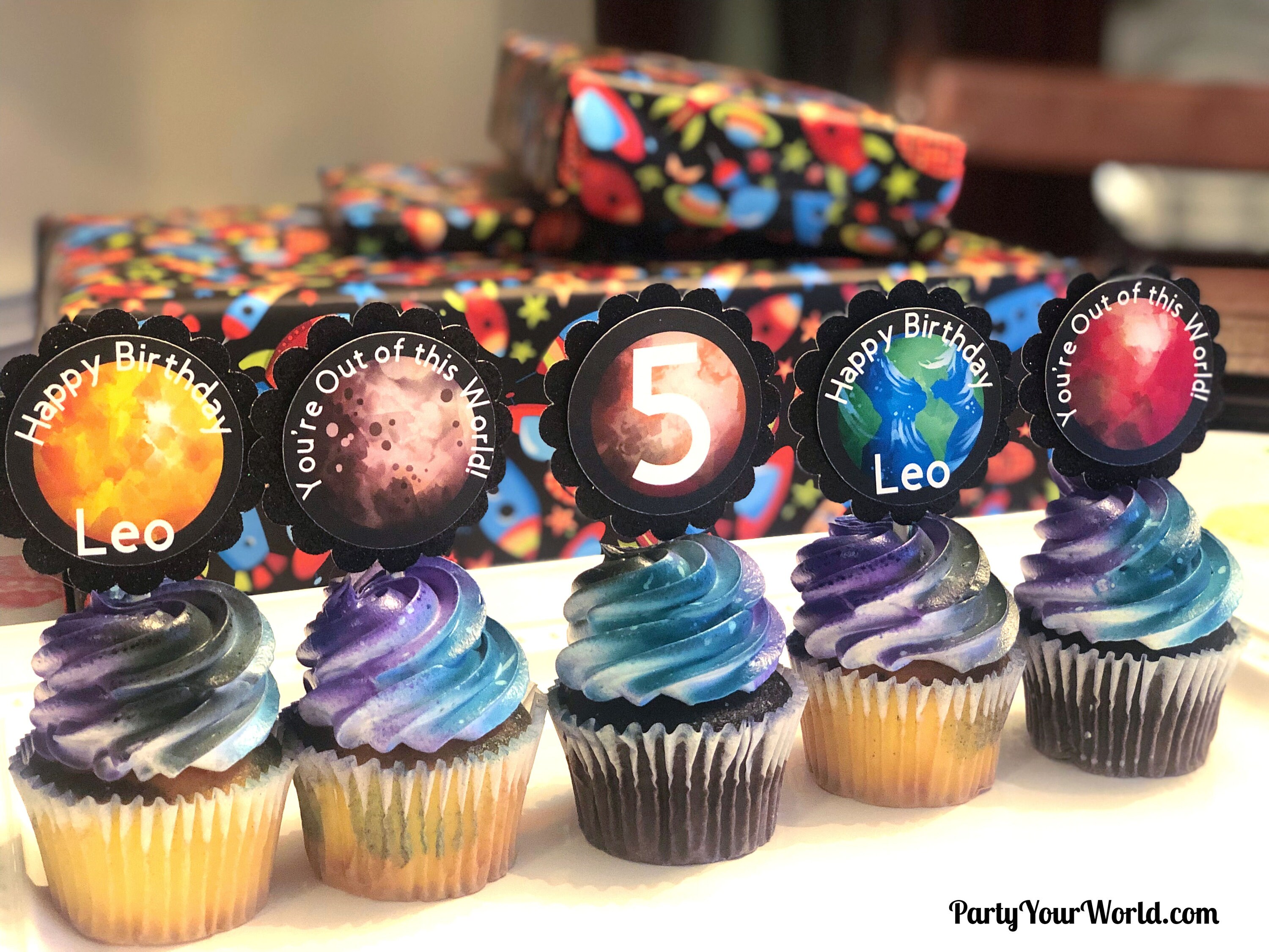 Solar System Cupcake Toppers Personalized Space Happy Etsy