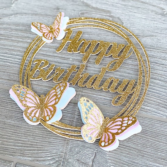 Butterfly Cake Topper, Butterfly Garden Birthday Cake Topper, by Party