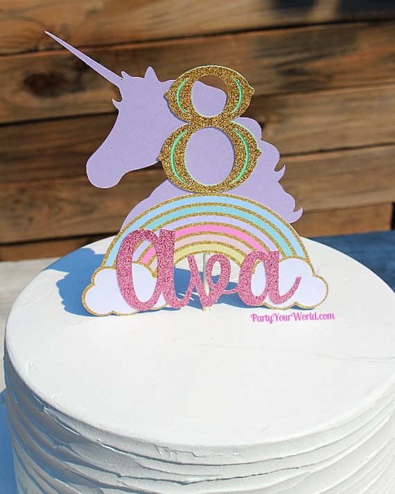 Unicorn Rainbow Personalized Cake Topper Unicorn Cake Topper - Etsy