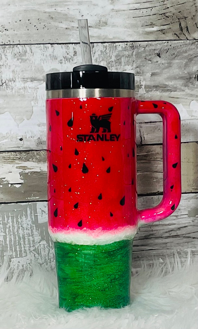 Custom, Hand Painted Watermelon Stanley 30oz Tumbler, Unique Pink ...