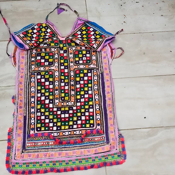 Beaded Mirror work Banjara Tunic Dress Made By The Meghwal Nomadic Tribe From Kutch, Gujarat