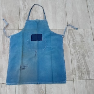 Patched and Mended French Chore Work wear Schürze Indigo Moleskin
