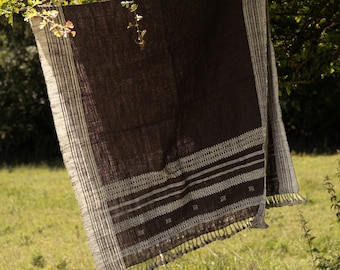 Handwoven Desi Wool (indian wool) Shawl Throw Or Table Cloth In Natural Colours