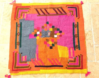 Siddi Tribal Patchwork Kawandi Kavand Einzelstepp-Kantha-Babydecke aus Indien