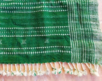 Handwoven Desi Wool (indian wool) Green Shawls/Throws From Kutch Gujarat