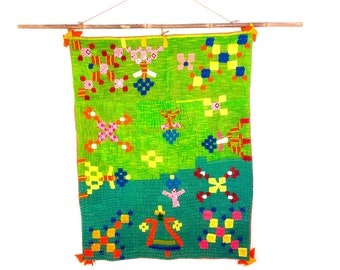 Siddi Kawandi Patchwork Baby Blanket Or Wall Hanging Textile Art