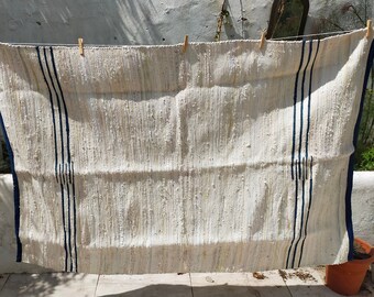 Tappeto indiano Chindi in tessuto riciclato naturale indaco fatto a mano - Sostenibile