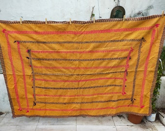 Coperta Kantha arancione vintage cucita a mano dall'India - Bright Quilt