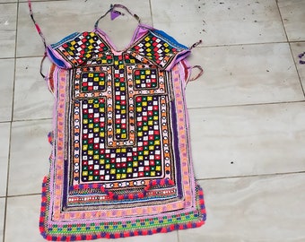 Beaded Mirror work Banjara Tunic Dress Made By The Meghwal Nomadic Tribe From Kutch, Gujarat