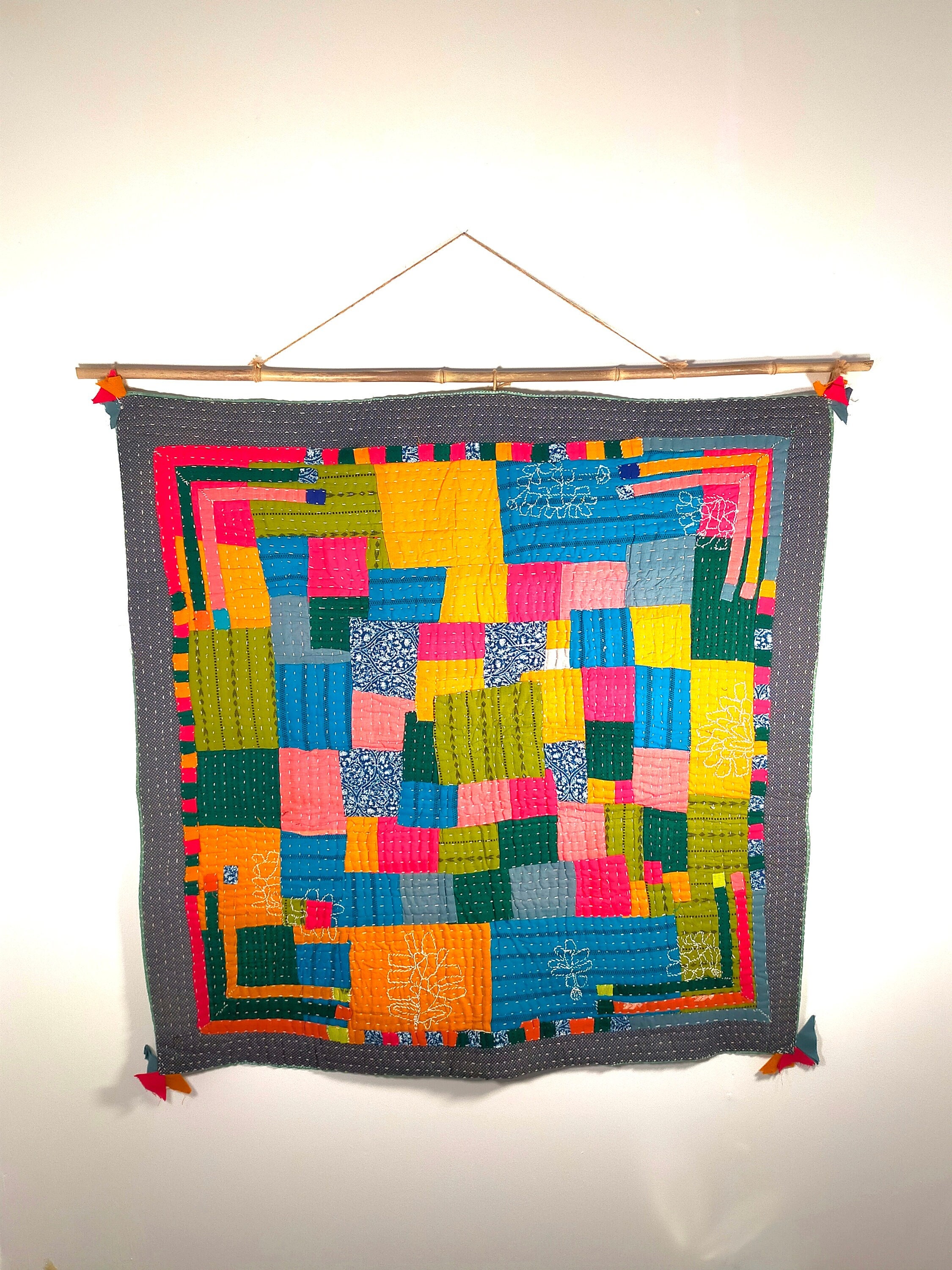Siddi Kawandi Patchwork Baby Blanket Or Wall Hanging Textile Art Hand Made By Women In India
