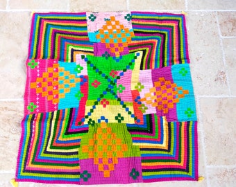 Siddi Kavand - Trapunta Kantha - Copertina per neonati o arazzo da parete, realizzata con ritagli di cotone riciclato - Cucita a mano da donne del Karnataka, India