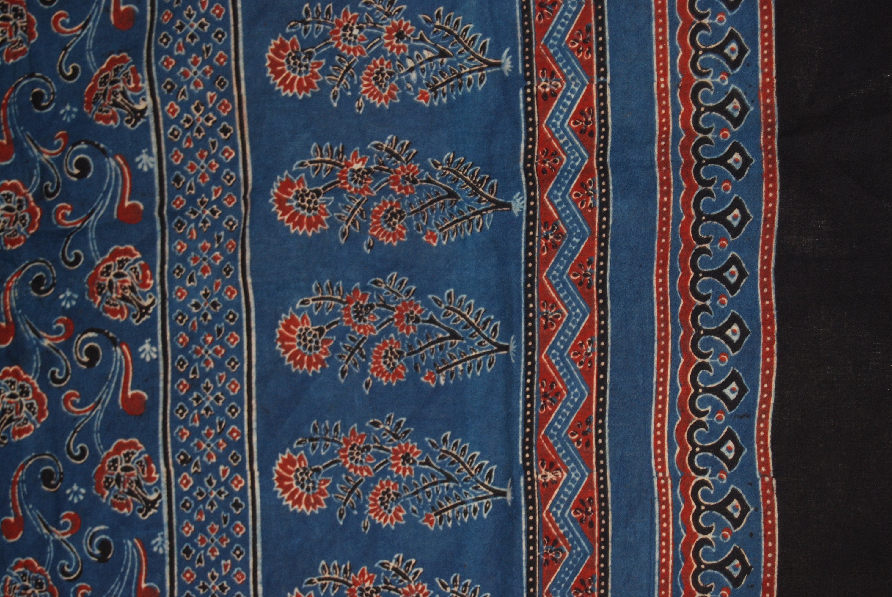 Black - Ajrakh Block Printed Kaftan with Oxidized Earrings & Jewelry Box