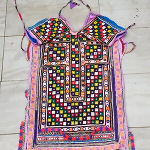 Beaded Mirror work Banjara Tunic Dress Made By The Meghwal Nomadic Tribe From Kutch, Gujarat image 2