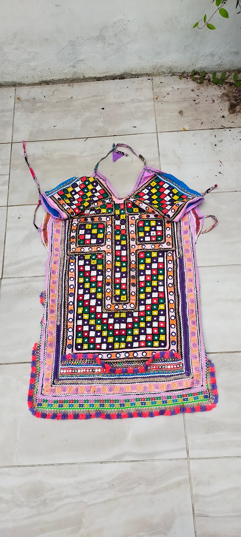 Beaded Mirror work Banjara Tunic Dress Made By The Meghwal Nomadic Tribe From Kutch, Gujarat image 2