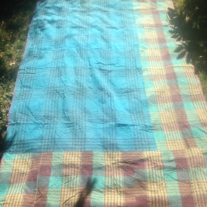 Vintage Hand-Stitched Kantha Throw Or Blanket From India