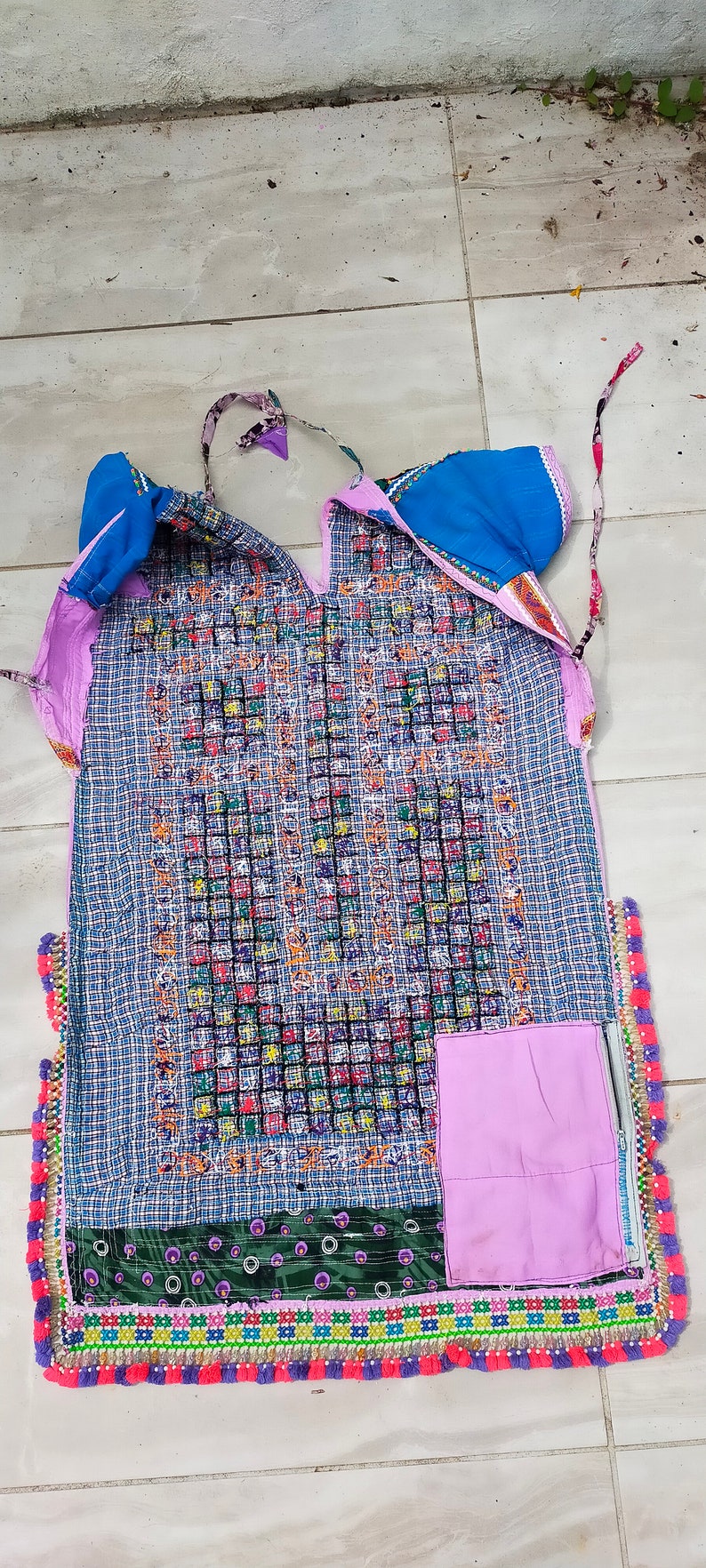 Beaded Mirror work Banjara Tunic Dress Made By The Meghwal Nomadic Tribe From Kutch, Gujarat image 9