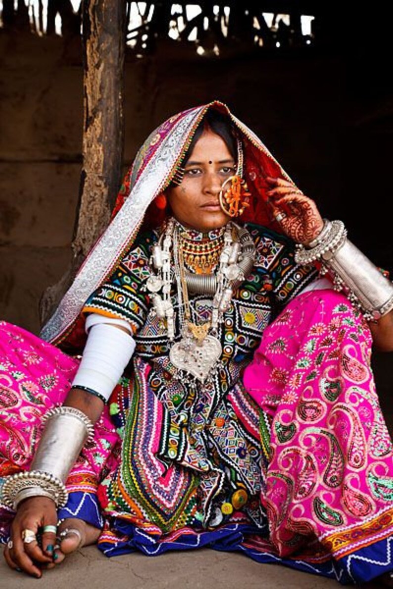 Beaded Mirror work Banjara Tunic Dress Made By The Meghwal Nomadic Tribe From Kutch, Gujarat image 10