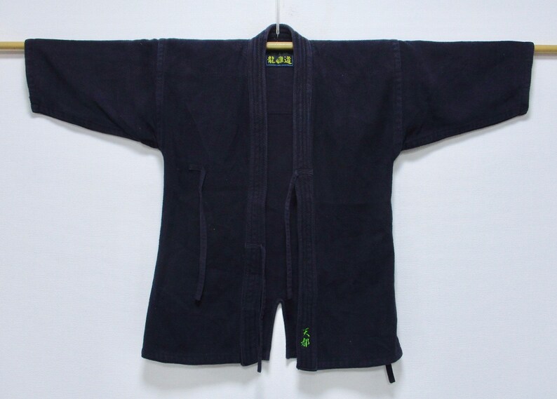 Japanese Kimono Cotton Kendo Swordsman Jacket Japanese Boro Dark Indigo Sashiko