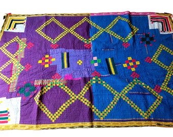 Hand-Stitched Siddi Kawandi Patchwork Quilt Made With Recycled Cotton In India