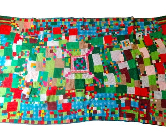 Hand-Stitched Siddi Kawandi Patchwork Quilt Made With Recycled Cotton In India