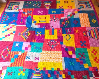 Hand-Stitched Siddi Kawandi Patchwork Quilt Made With Recycled Cotton In India