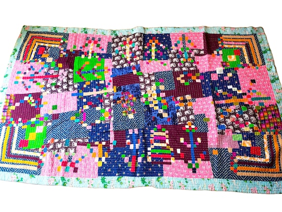 かねごん様todayful✨Embroidery Patchwork Siddi Kawandi - A Patchwork Kantha Single Quilt or Throw, Made
