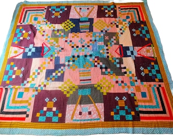 Hand-Stitched Siddi Kawandi Patchwork Quilt Made With Recycled Cotton In India