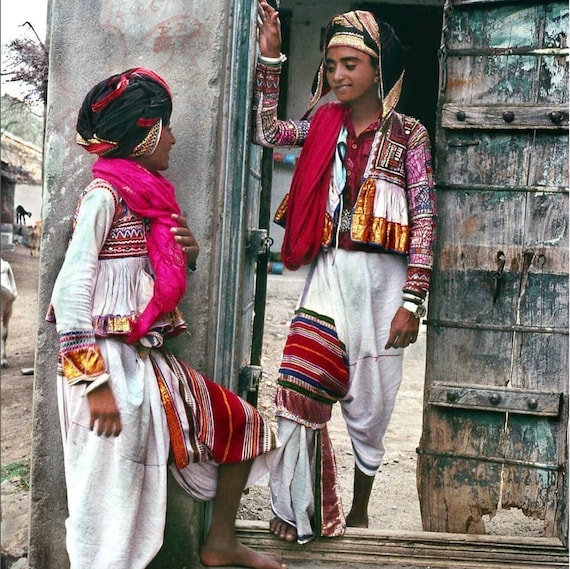 Vintage Indian Hand Embroidered Mens Rabari Shirt kedia From Gujarat