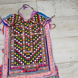 Beaded Mirror work Banjara Tunic Dress Made By The Meghwal Nomadic Tribe From Kutch, Gujarat image 3