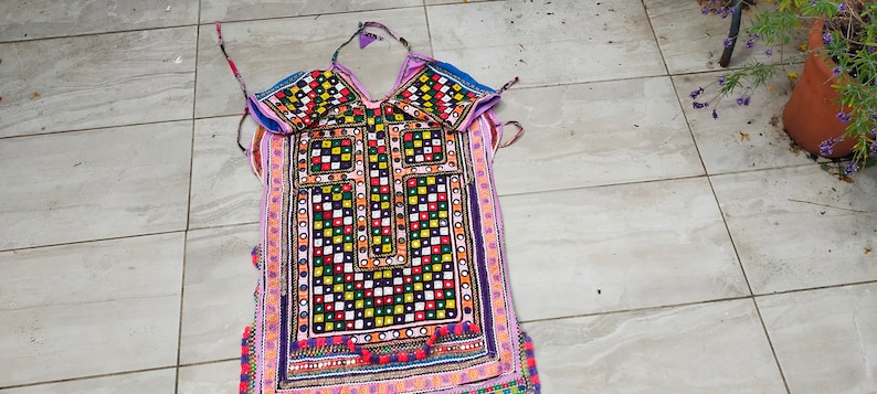 Beaded Mirror work Banjara Tunic Dress Made By The Meghwal Nomadic Tribe From Kutch, Gujarat image 3