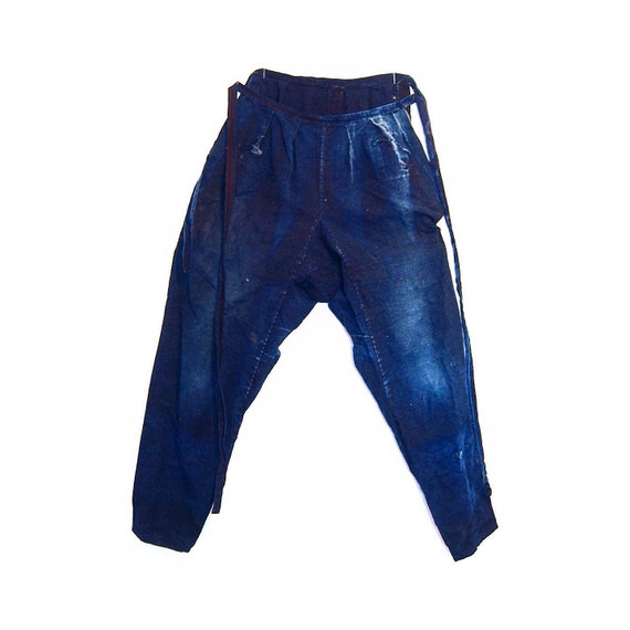 Antique Indigo Denim Japanese Boro Monpe Pants