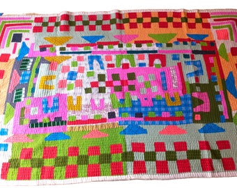 Hand-Stitched Siddi Kawandi Patchwork Quilt Made With Recycled Cotton In India