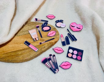 Personalised Makeup Cake Topper Set | Double Layer Card | Beauty Lover Birthday Cake Decoration