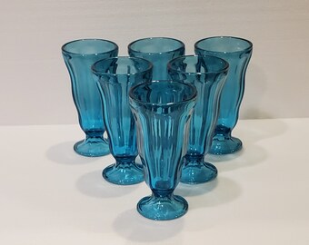 Anchor Hocking Tulip Parfait Glasses, Set of 6, Aqua-Marine Anchor Hocking Parfait Glasses, Malt Glasses, Parfait Glasses, Turquoise Parfait