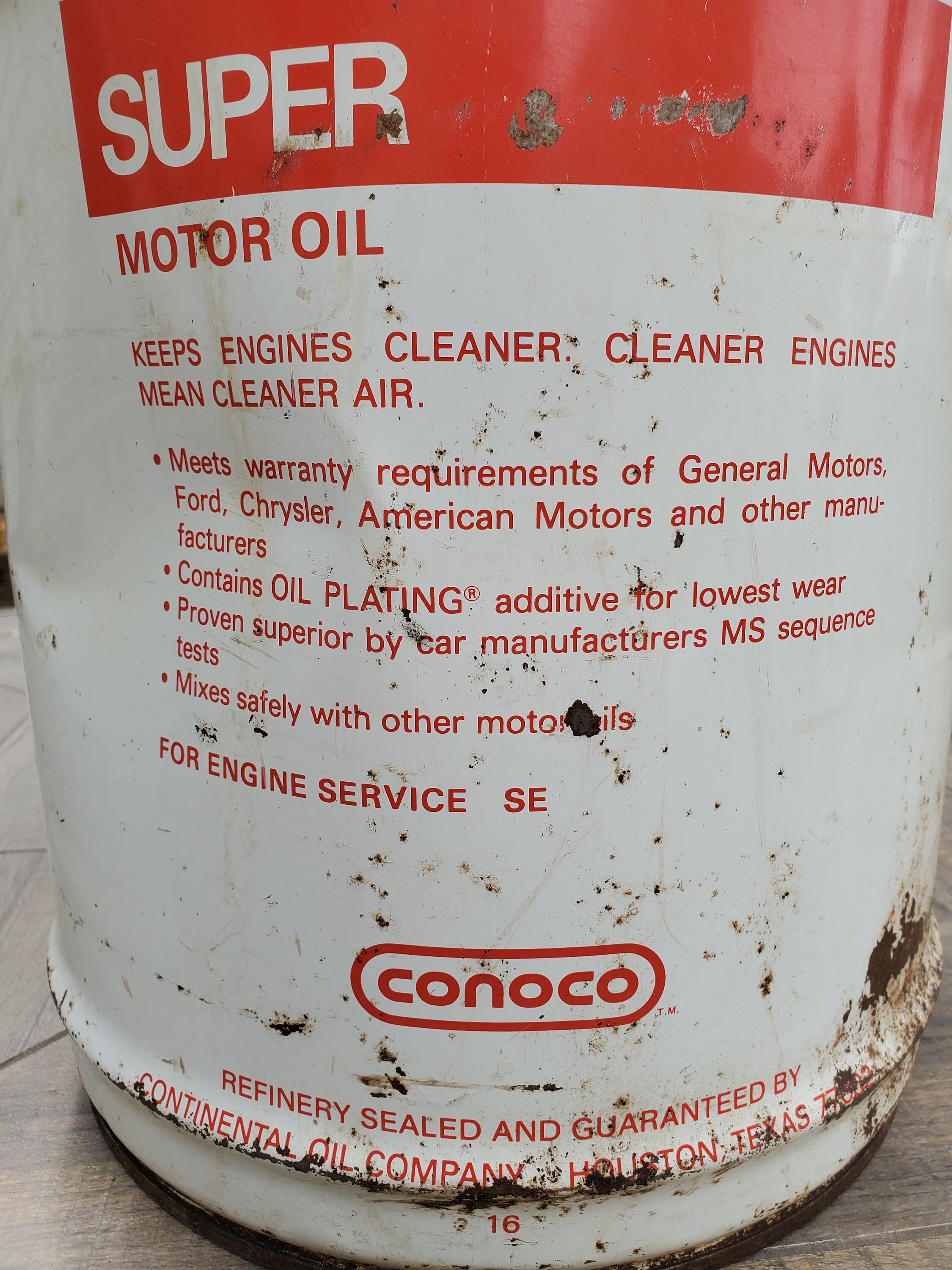 Conoco Oil Can, Conoco Super Motor Oil 5 Gallon Can, Vintage