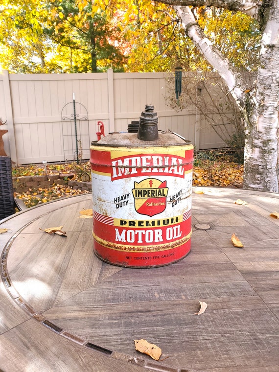 Oil Can, Vintage Imperial Premium 5 Gallon Motor Oil Can, Vintage