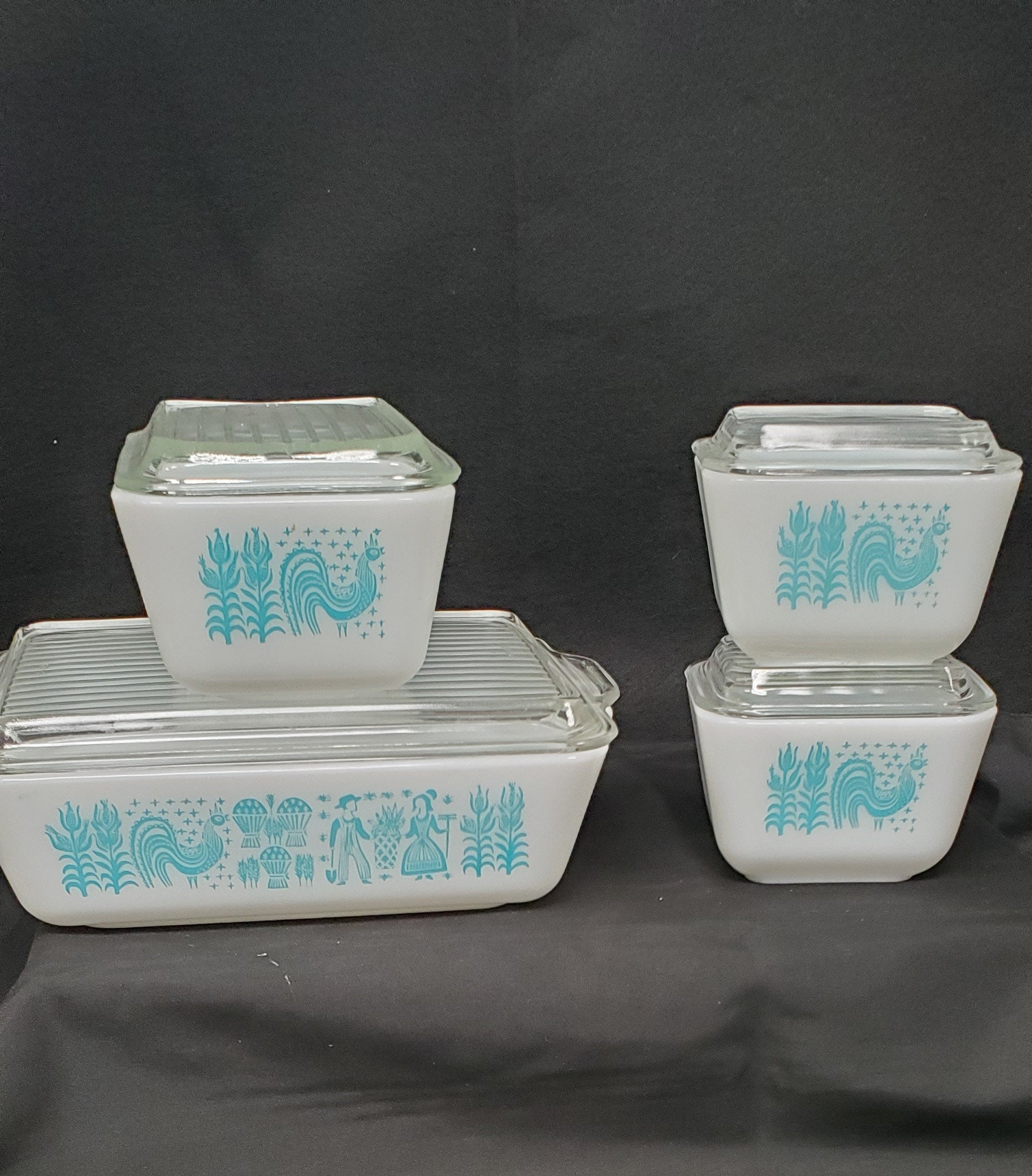 Refrigerator Dishes, Full Set of Pyrex Butterprint Pattern Refrigerator ...