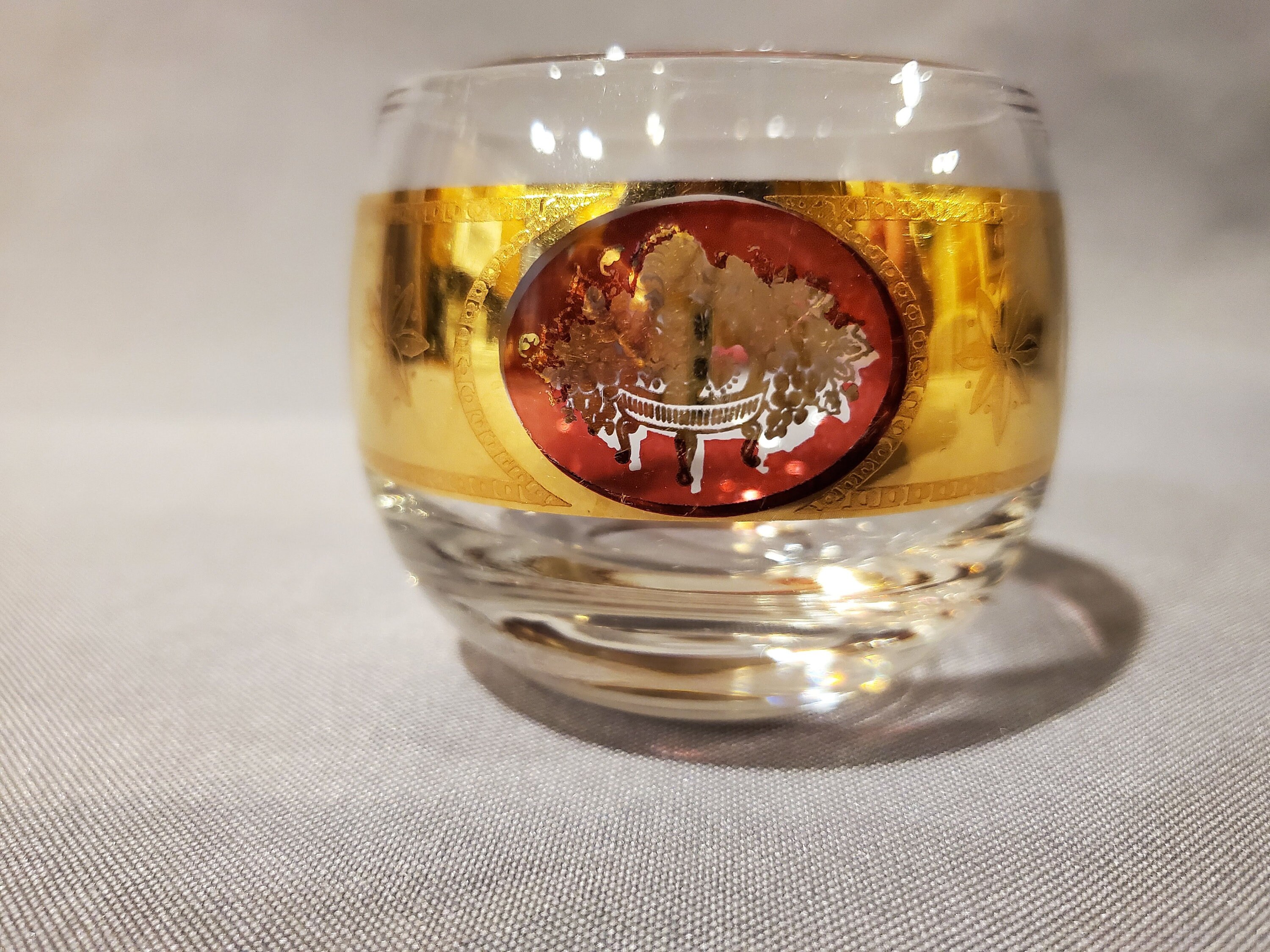 Roly Poly Bar Glasses Gold and Red Bar Glasses Set of 8 4 Etsy