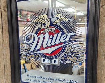 Miller Beer Sign, Beer Mirror, Miller Beer Mirror, Bar Sign, Bar