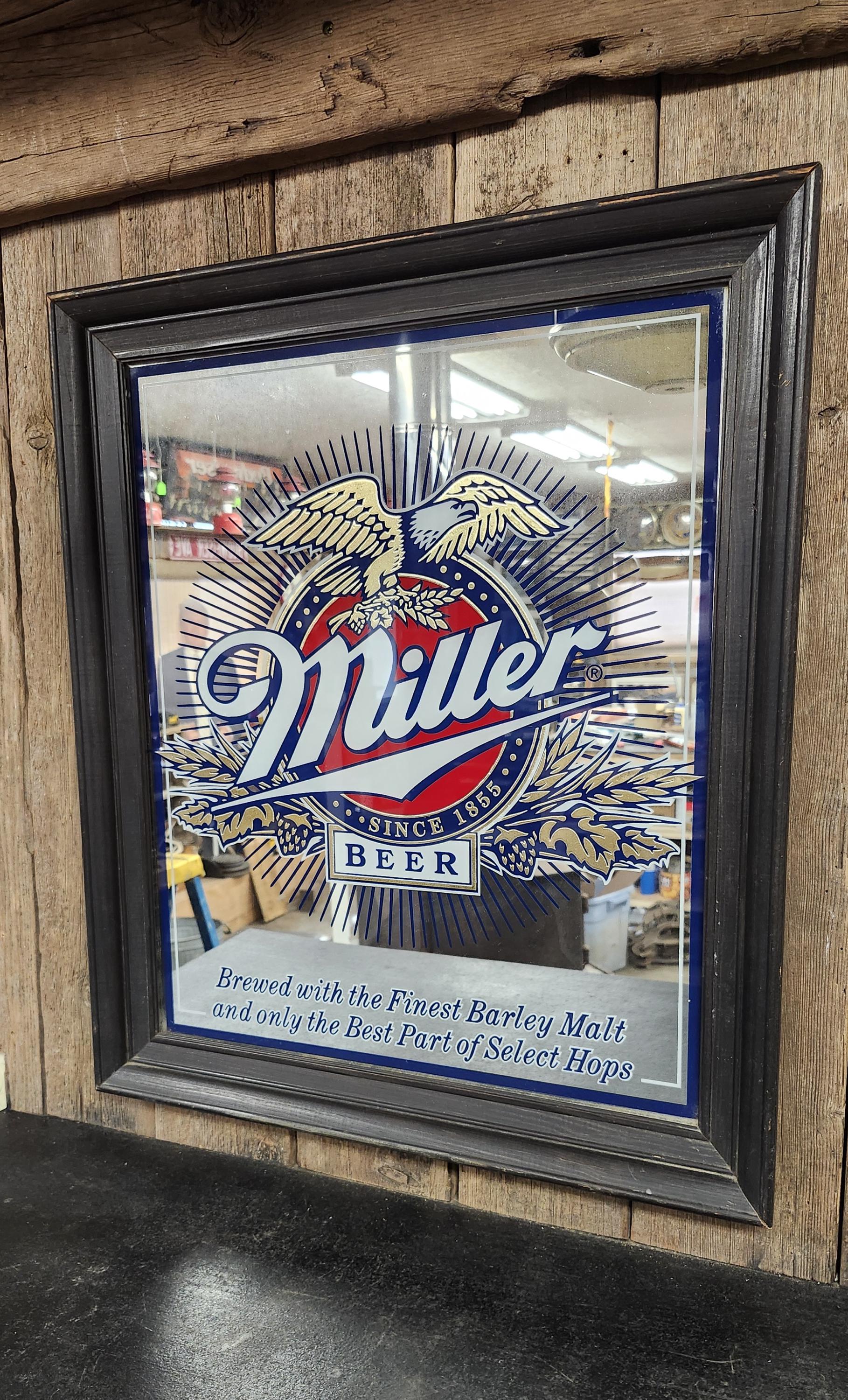 Miller Beer Sign, Beer Mirror, Miller Beer Mirror, Bar Sign, Bar